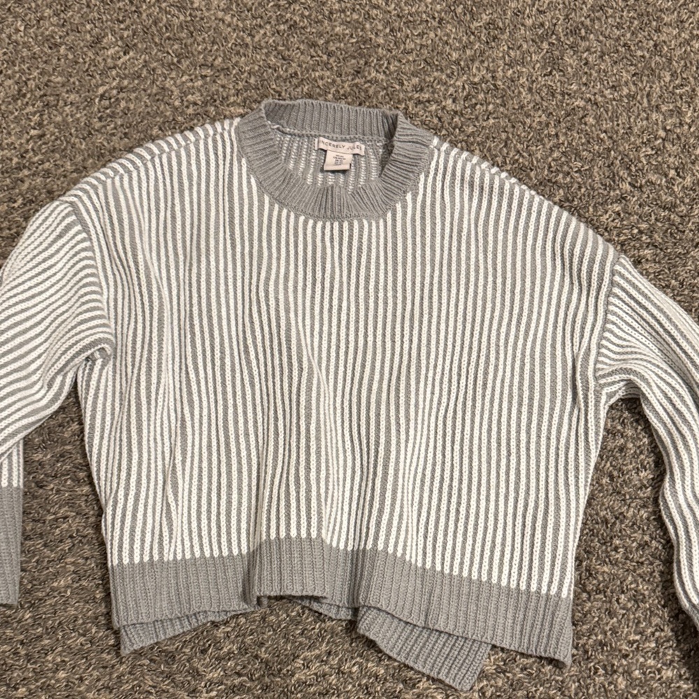 Sincerely Jules Gray and White Striped Sweater